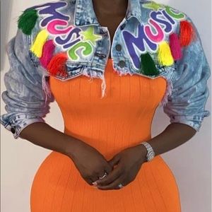 NEW Light Blue Denim Crop Jacket (XL) but fits like (1x or 2x)